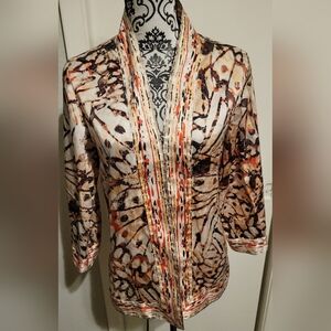 Chicos Silk Cotton Blend Open Front Kimono‎ Jacket 1/Med